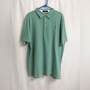 Club House Masters Golf Shirt Mens Large Green White Stripe Logo Pima Polo Italy